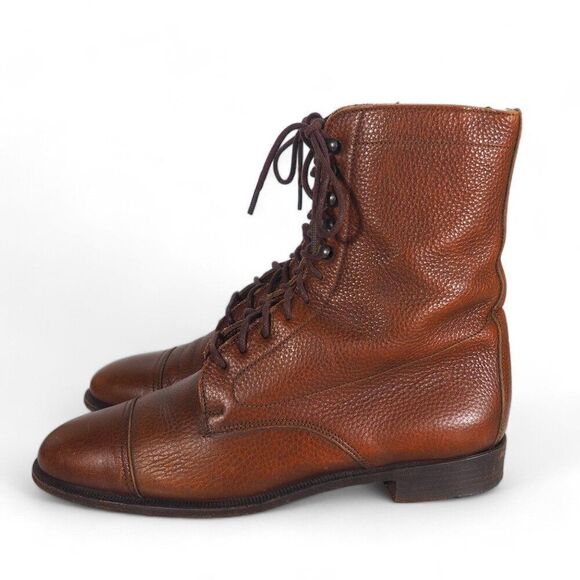 Ralph Lauren Lace-up Paddock Cap Toe Leather Boots Men's 7.5B Women's 9.5 - Picture 2 of 14